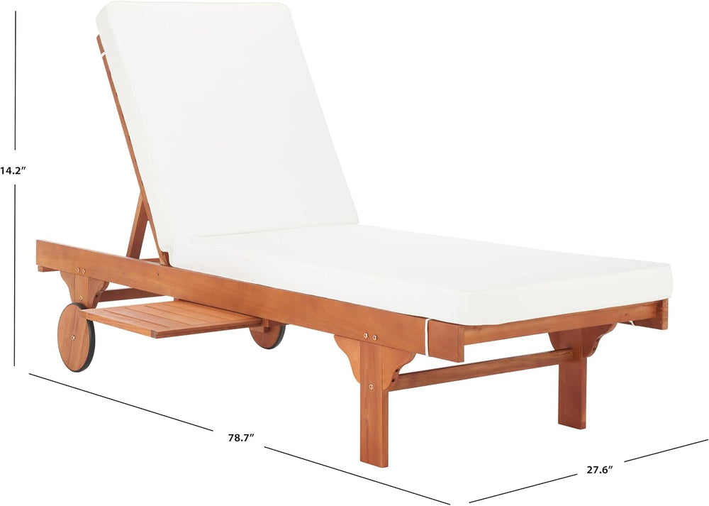 SAFAVIEH Outdoor Collection Newport Natural/ Beige Cushion Built-in Side Tabl...