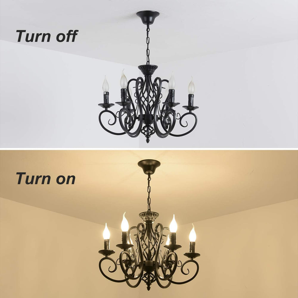 Ganeed 6-Light French Country Chandelier, Matte Black Candle Style