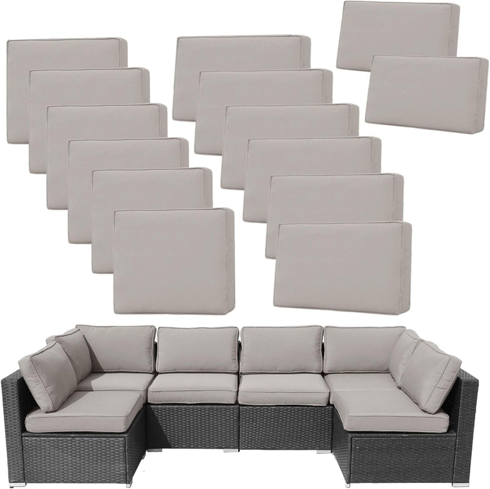 14Pieces Patio Cushion Covers Replacement Outdoor Couch Cushions Covers Splas...