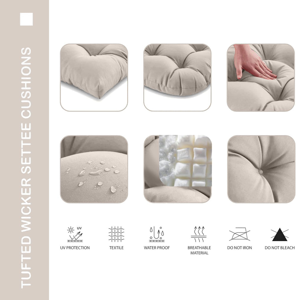 Outdoor Bench Cushion 44x22x4 Inch Loveseat Pad, Taupe
