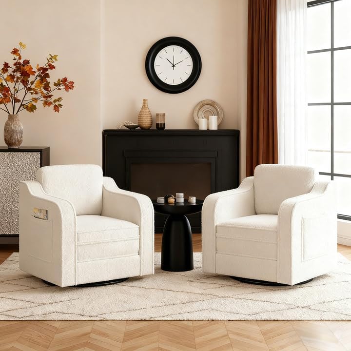 Swivel Accent Chair Set of 2, Armchair Single Sofa Chair for Living Room