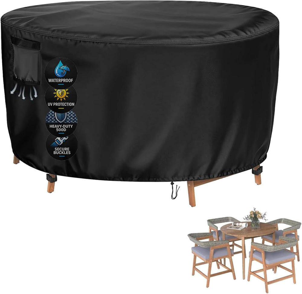 Round Patio Bistro Table & Chairs Cover, 48in Dia x 34in H