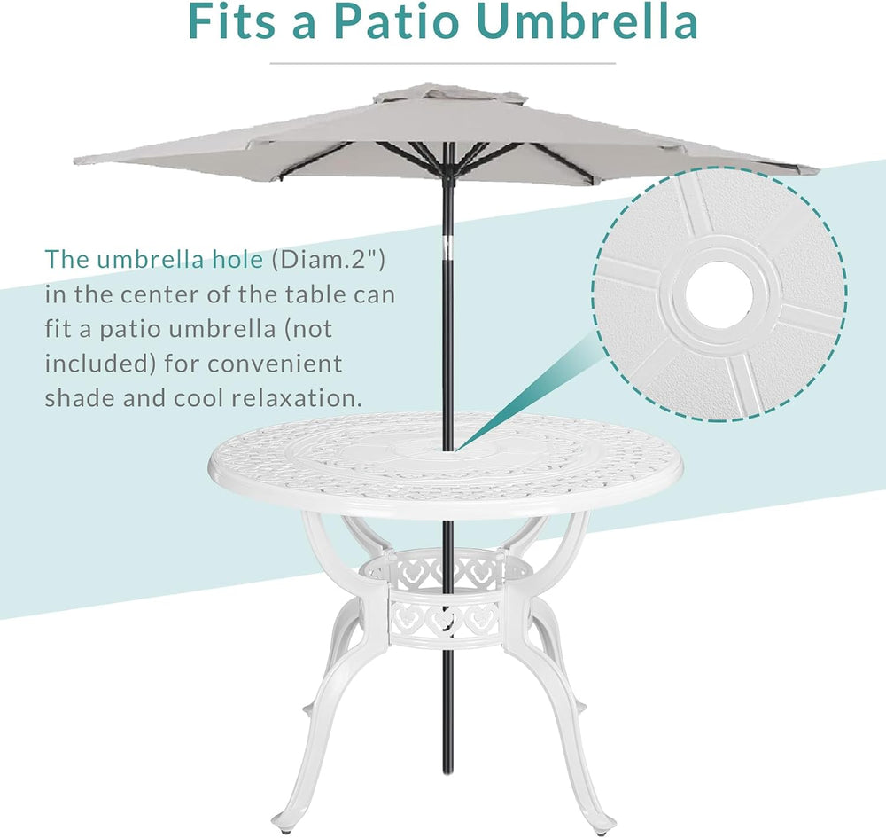 MEETWARM 5-Piece Outdoor Patio Dining Set, All-Weather Cast Aluminum Patio Co...