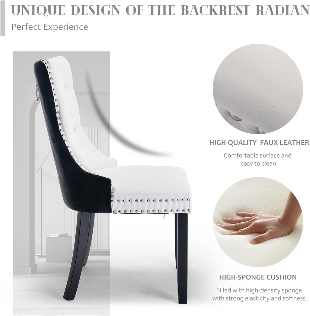 SoarFlash Leather Dining Chairs Set of 4, Tall Back Side Chair, Modern Uphols...