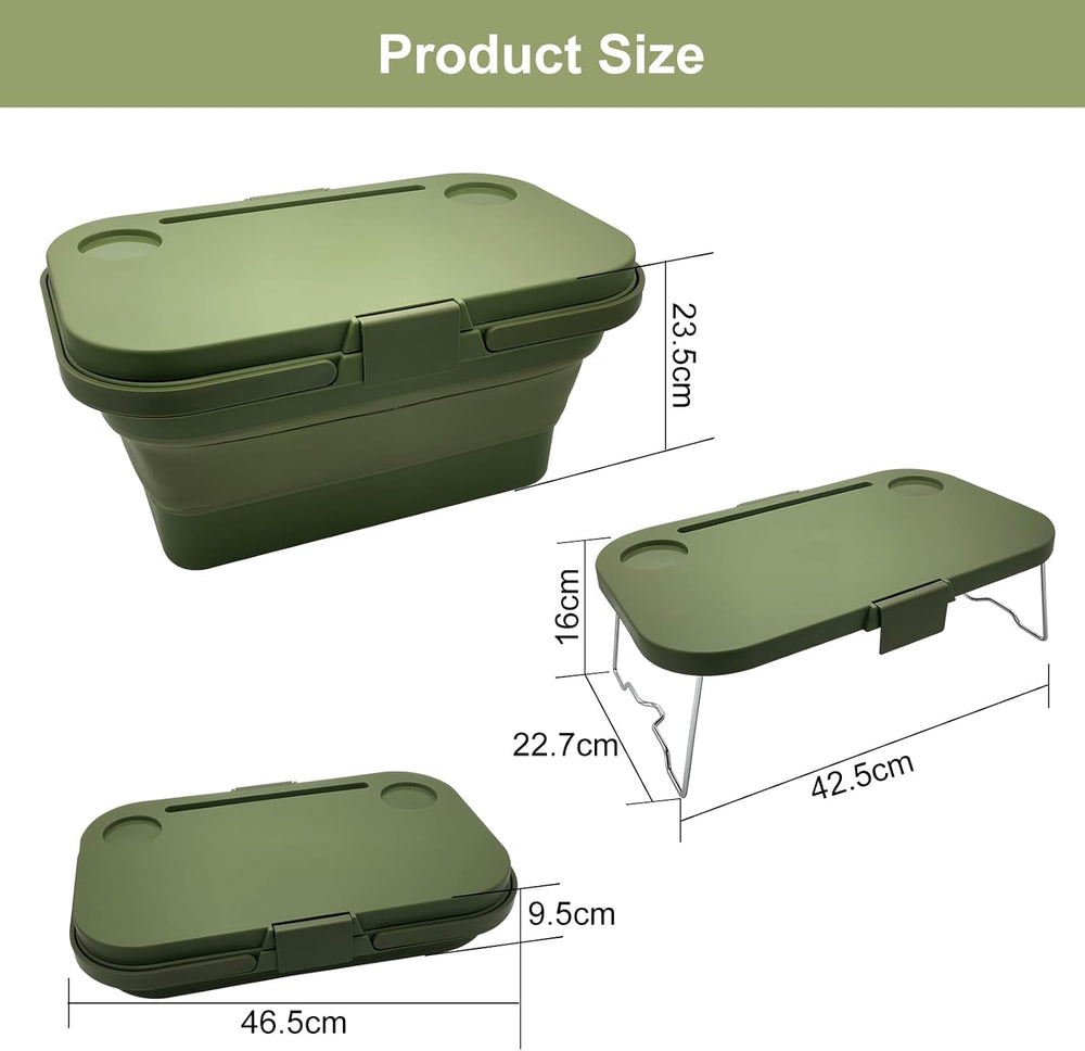 Foldable Picnic Basket Car Trunk Organiser Green