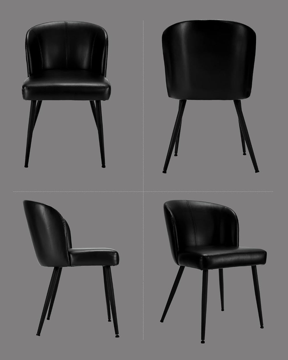 BedsPick Dining Chairs Set of 6 - PU Leather Kitchen Chairs with Metal Legs, ...