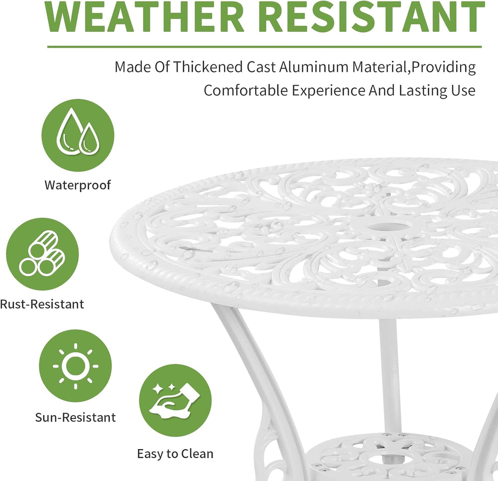 Patio Bistro Set 3 Piece Cast Aluminum Outdoor Bistro Set, Rust Resistance Bi...