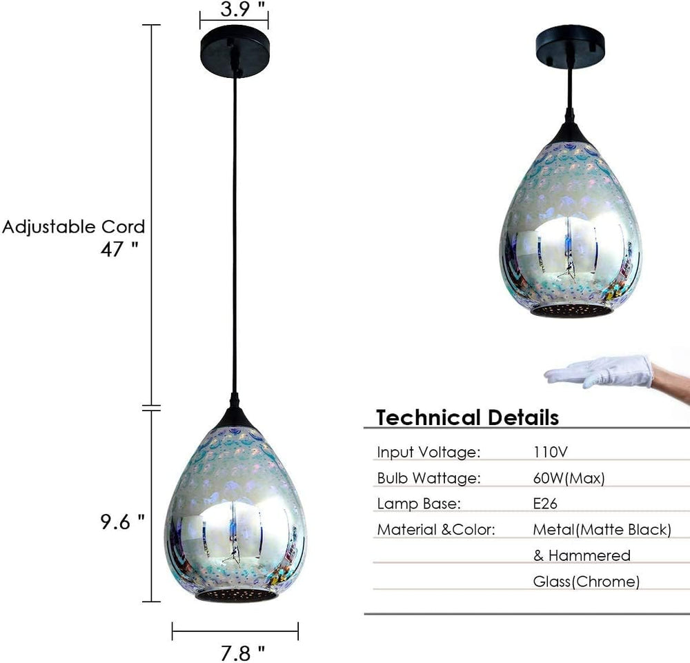 Yisuro Modern 3D Pendant Lights Kitchen Island 2 Pack, Farmhouse Colorful Gla...