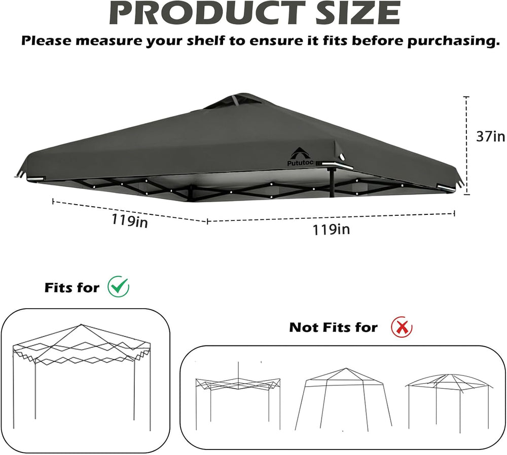 10x10ft Canopy Replacement Top Cover with Air Vent, UV Protected & Waterp...