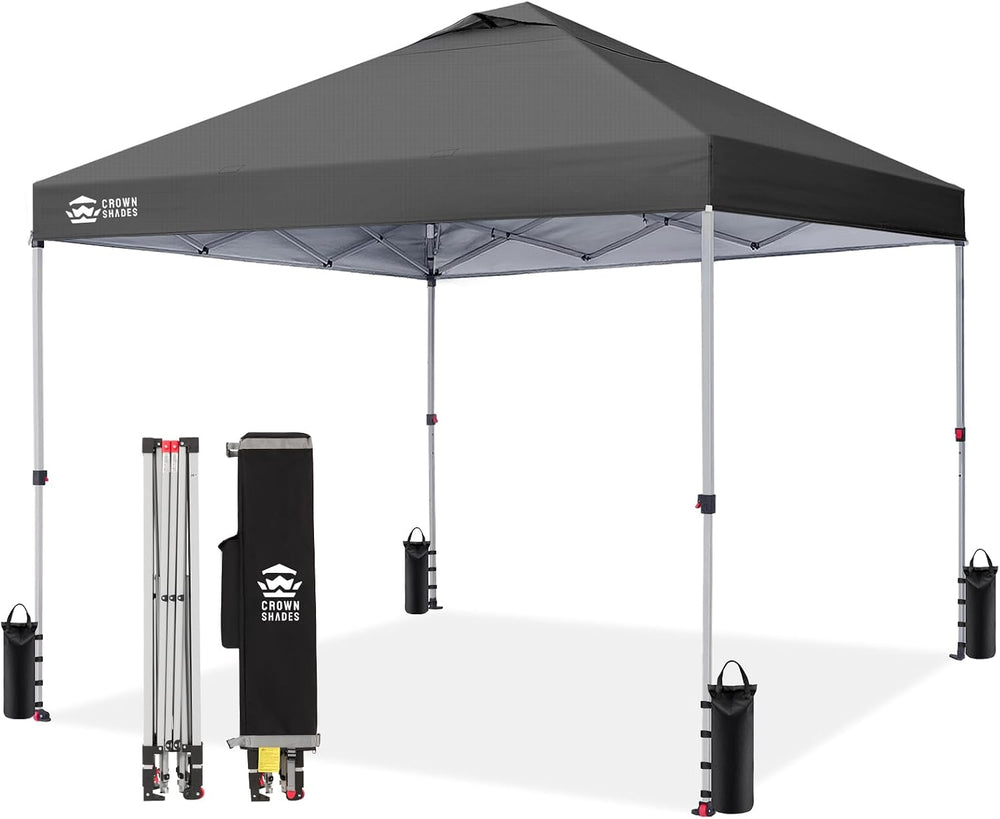 CROWN SHADES 12x12 Pop Up Canopy Tent with One Push Setup, Grid Gray