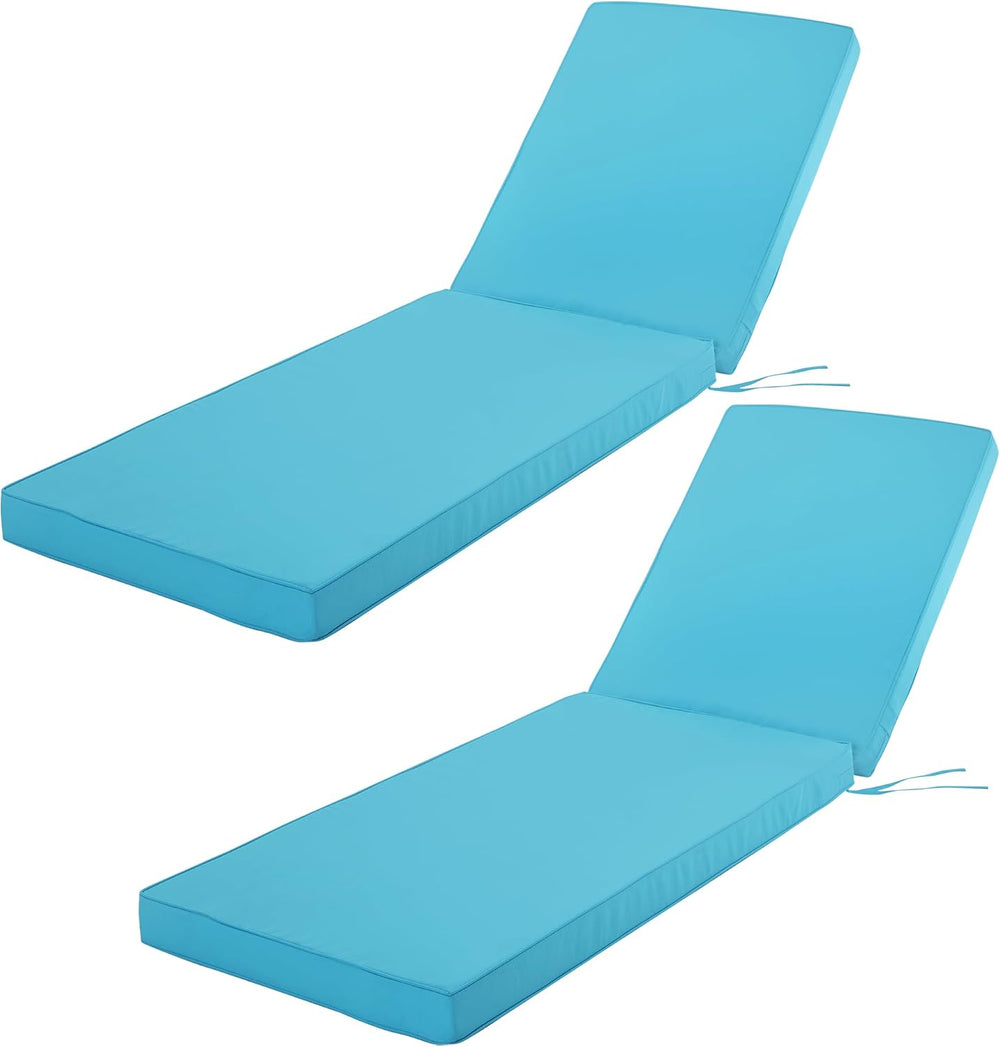 Chaise Lounge Cushions Outdoor Set of 2, 72x21x3 Inch, Teal