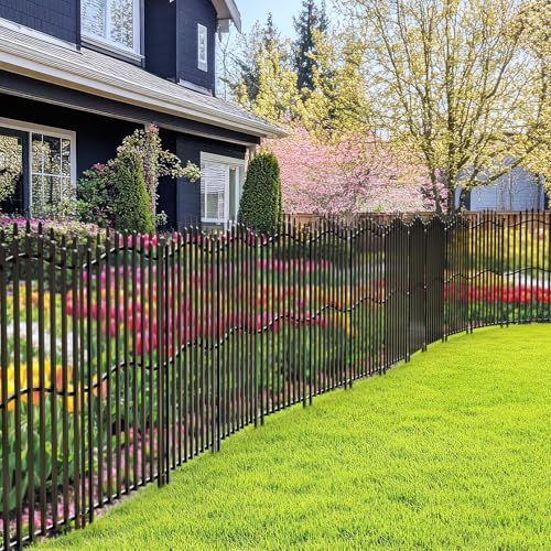 No Dig Garden Fence 40" H x 22.5'L with Gate Decorative Yard Dog Panels