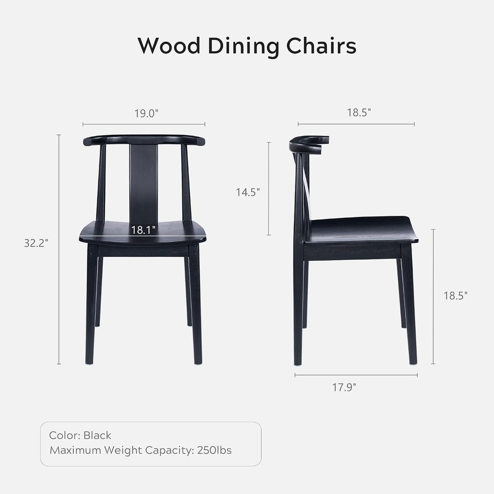 EYYTHUNG Wood Dining Chairs Set of 4, Farmhouse Kitchen Chairs with Curved Ba...
