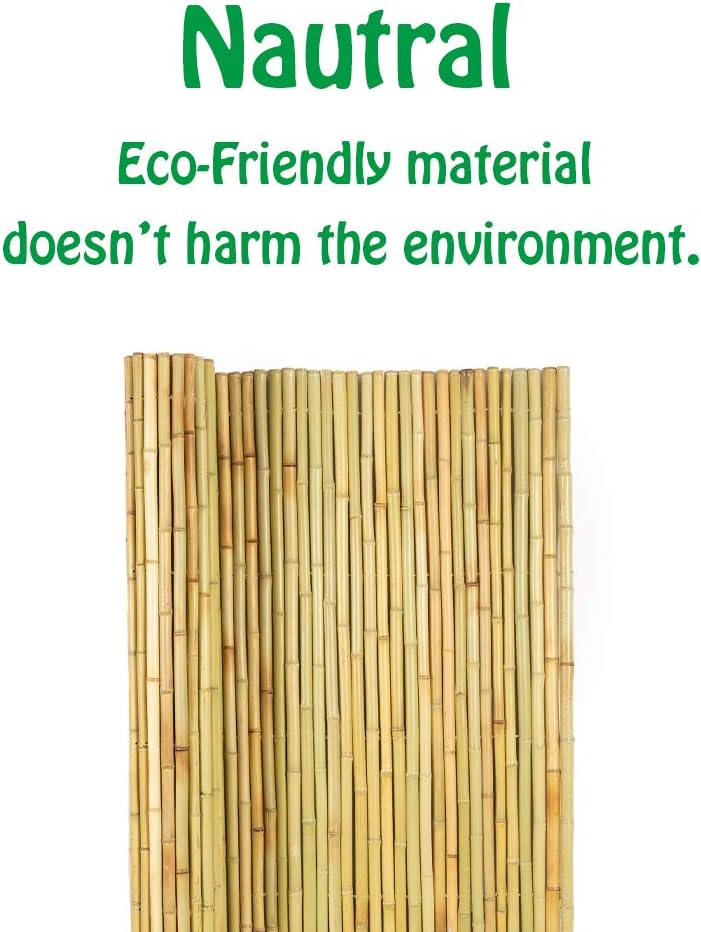 Mininfa Natural Rolled Bamboo Fence, Eco-Friendly Bamboo Fencing, 4 ft High x...
