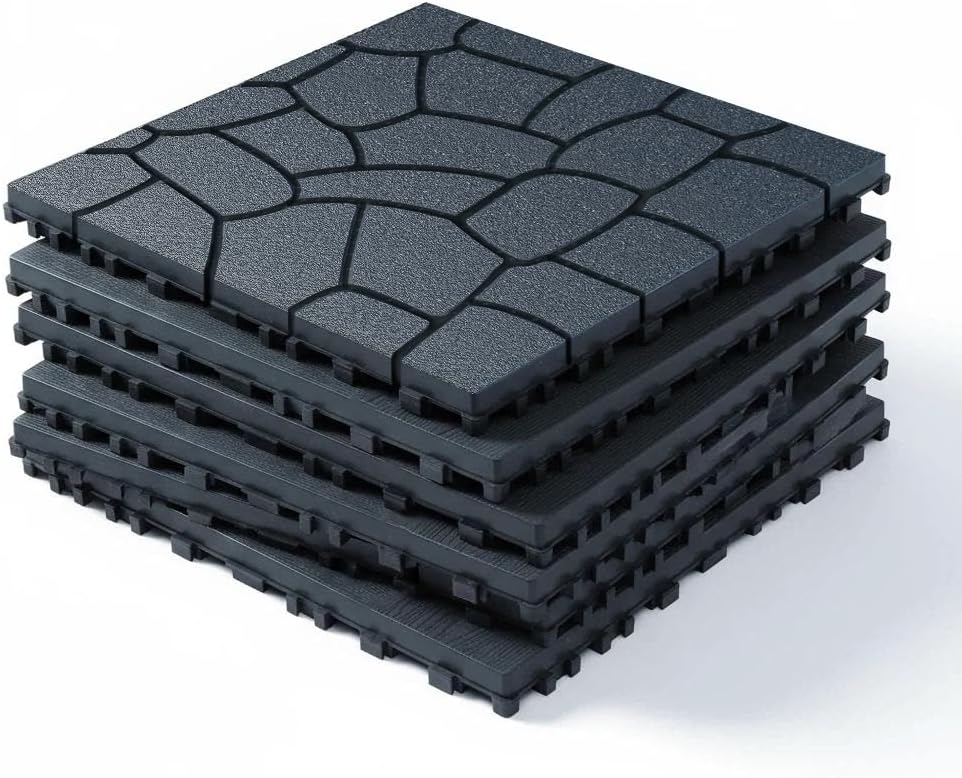 Interlocking Deck Tiles 44 Pack, Plastic Outdoor Deck Tiles for Patio, 12&quo...