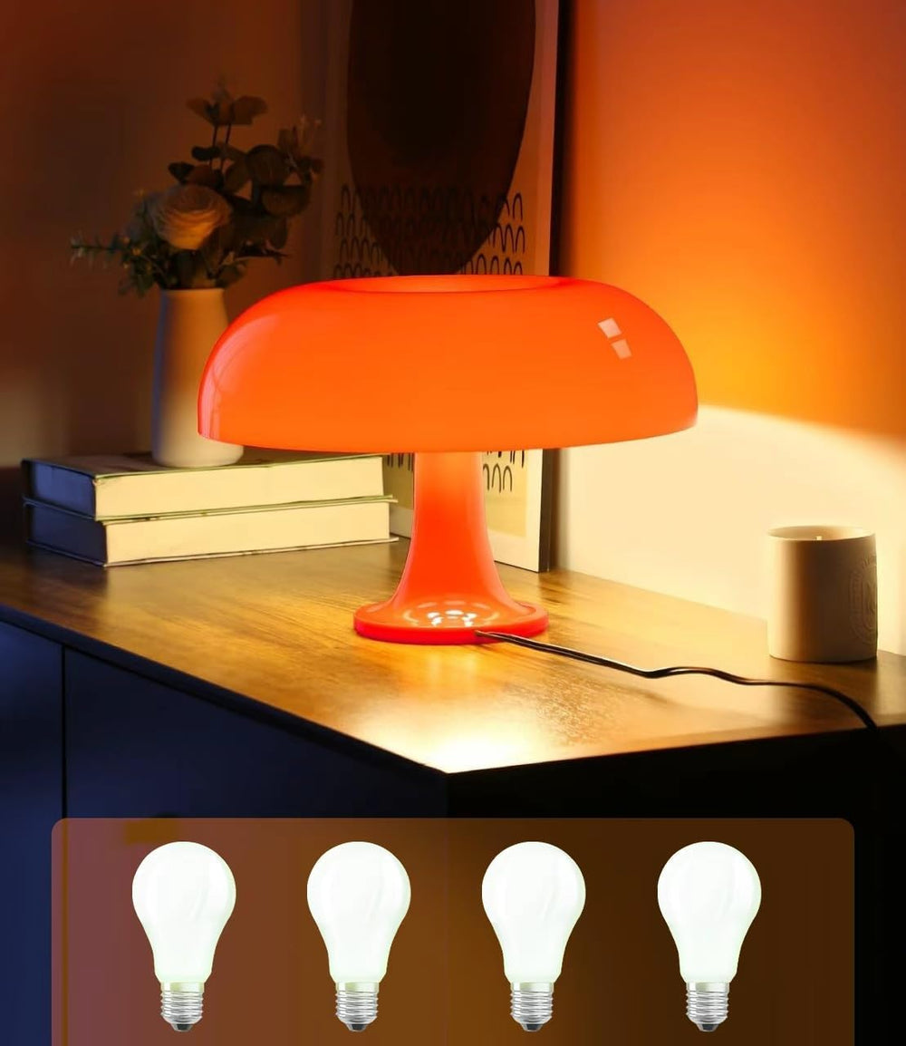 Orange Mushroom Lamp, Mid Century Modern Table Lamp for Bedroom, Aesthetic Mu...
