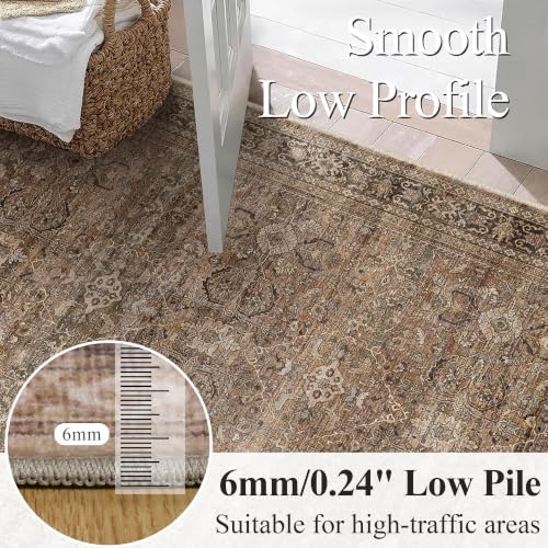 Schweek 8x10 Brown Area Rugs Washable Vintage Large Rug for Living Room