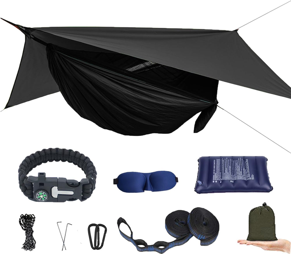 Camping Hammock with Mosquito Net and Rain Fly - Travel Hammock Bug Net - Ham...