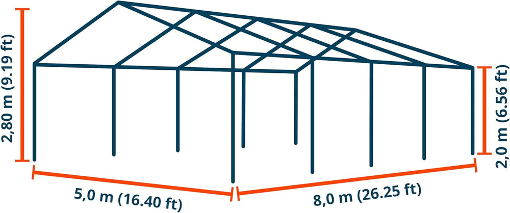 TOOLPORT 16x26 ft PVC 700 Party Tent, Outdoor Canopy, White