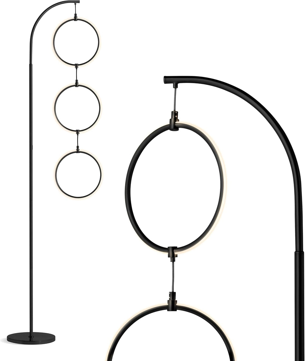 Brightech 3-Ring Modern Floor Lamp Matches Living Room Décor - Contemporary A...