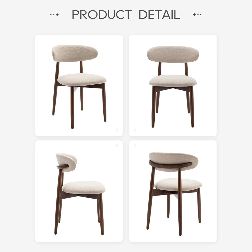 COLAMY Wooden Dining Chairs Set of 4, Modern Fabric Upholstered Kitchen Side ...