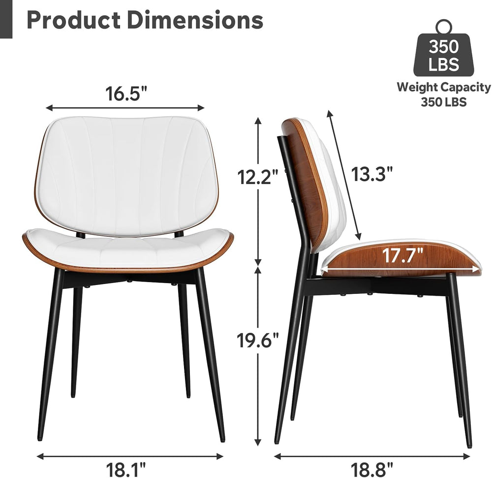 Dining Chairs Set of 2, Mid Century Modern Dining Room Chair, Upholstered Fau...