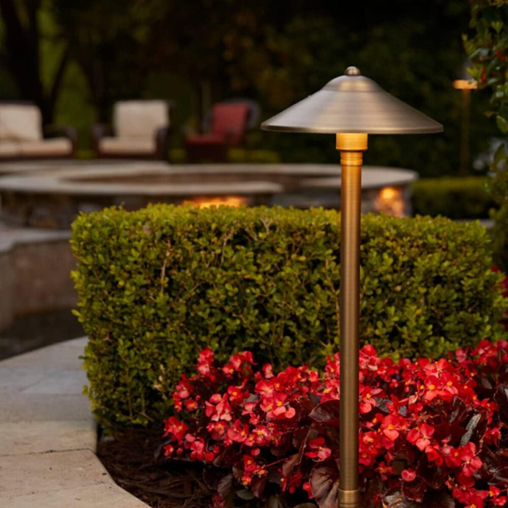 VOLT Max Spread 12V Solid Brass Path Light (25" Tall, 9" Shade), Br...