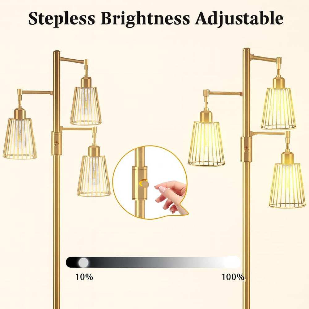 PESRAE Dimmable Industrial Floor Lamp, Farmhouse Floor Lamp Standing Tree Lam...