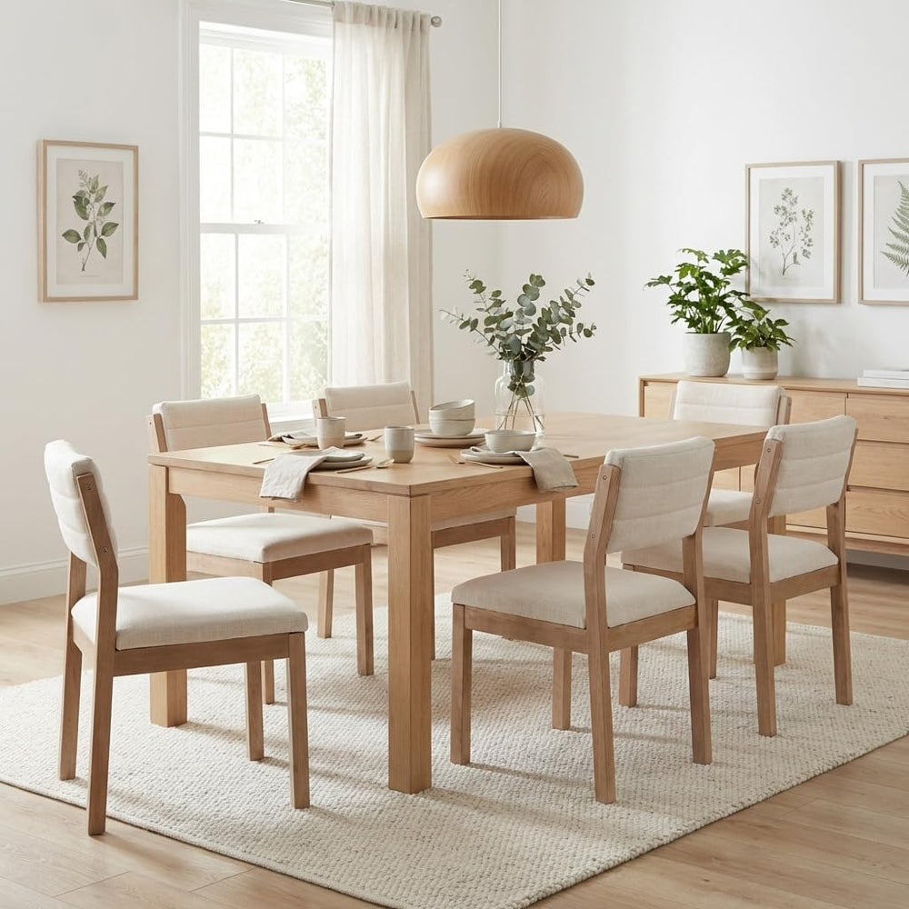 RIVOVA Linen Dining Chairs Set of 6, Comfortable Upholstered Kitchen Chairs w...
