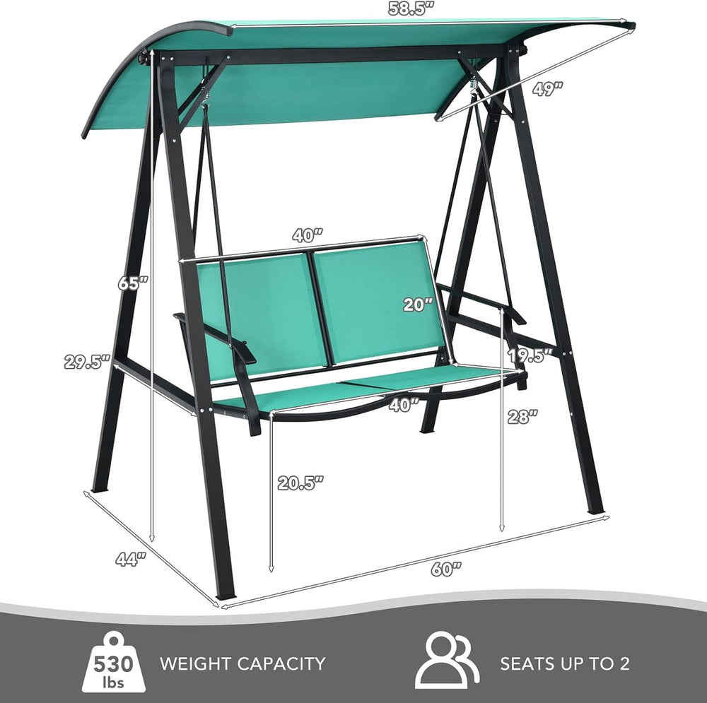 Tangkula 2-Person Patio Swing, Weather Resistant Porch Swing with Adjustable ...