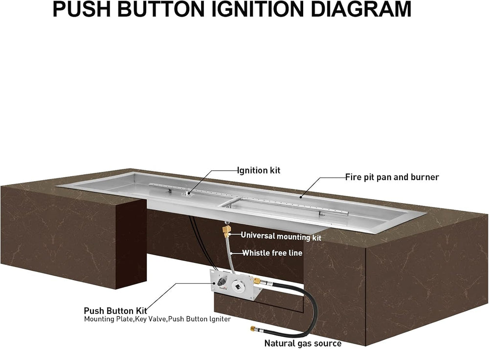 Stanbroil 48 x 14 inch Rectangle Fire Pit Kit with Spark Ignition