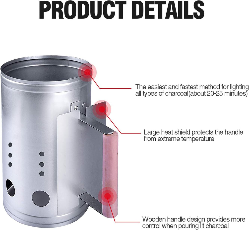 homenote Charcoal Chimney Starter Kit with Blower and Fire Cubes(11.5x7)