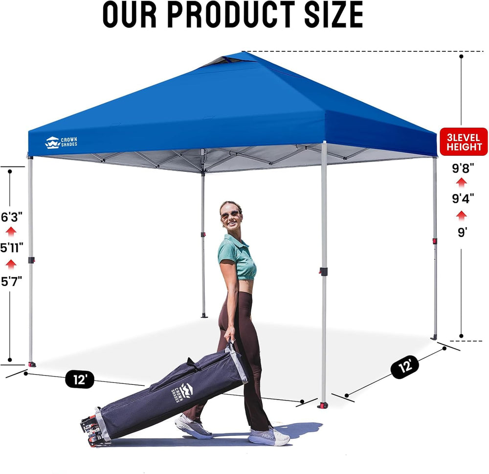 CROWN SHADES 12x12 Pop Up Canopy Tent with One Push Setup, Blue