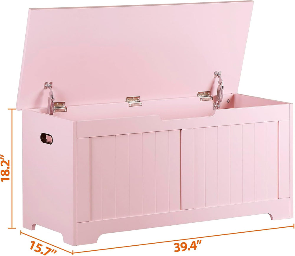 Wooden Storage Chest,30/40 Inch Storage Trunk w/2 Safety Hinges, Storage Benc...