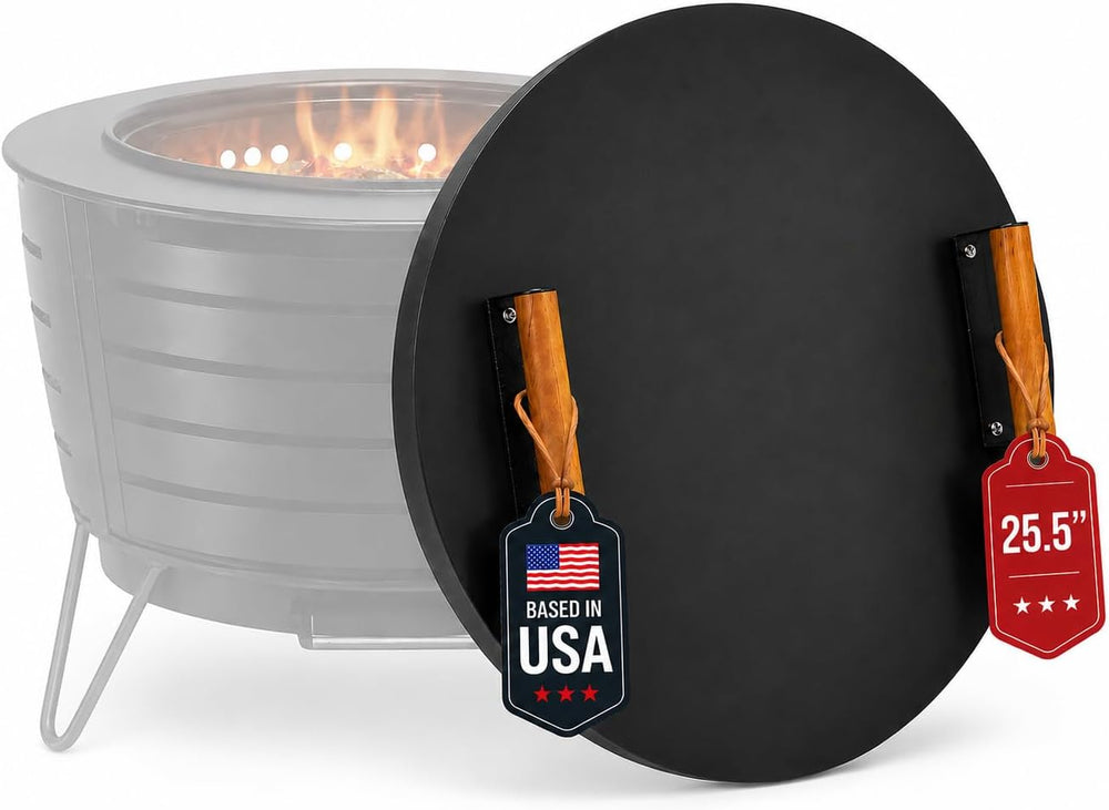 FEBTECH Firepit Lid Compatible with Fire Pit Inside up to 23" - Carbon S...