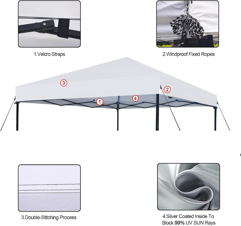 Joramoy 8x8 Canopy Replacement Top Only Straight Leg(White)