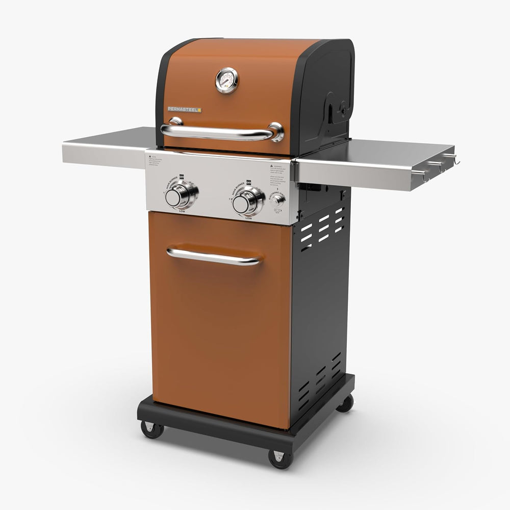 Permasteel 2-Burner Propane Gas Grill, BBQ Grill with Foldable Side Tables &a...