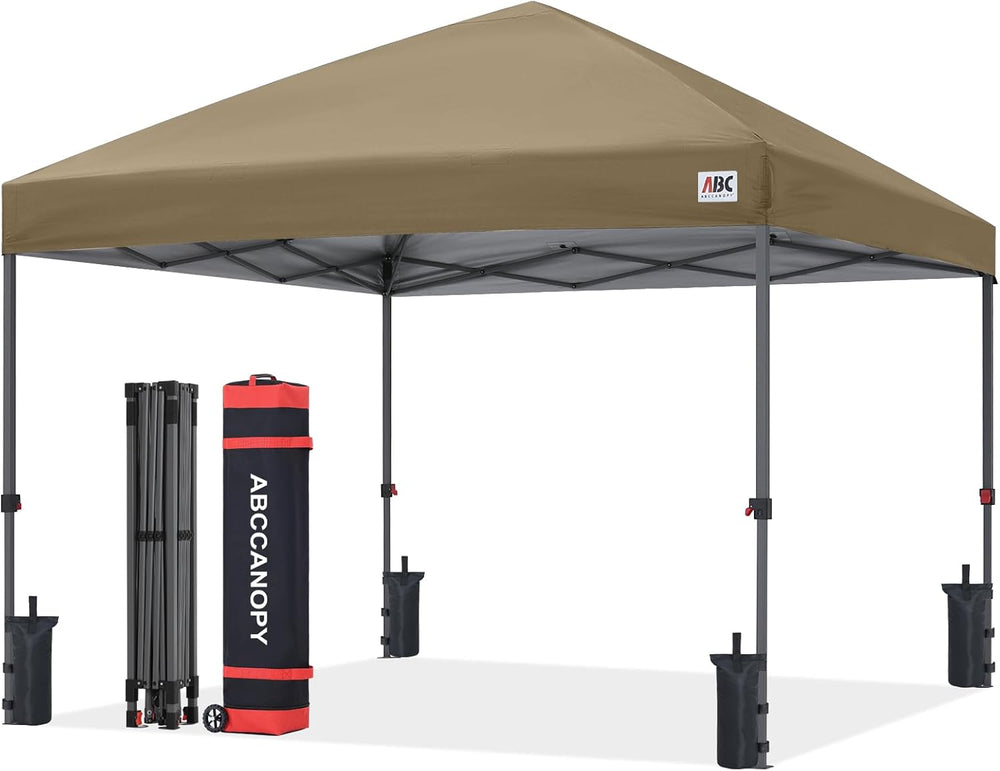 ABCCANOPY 10x10 Pop Up Canopy Tent, Heavy Duty Weather Protection, Khaki