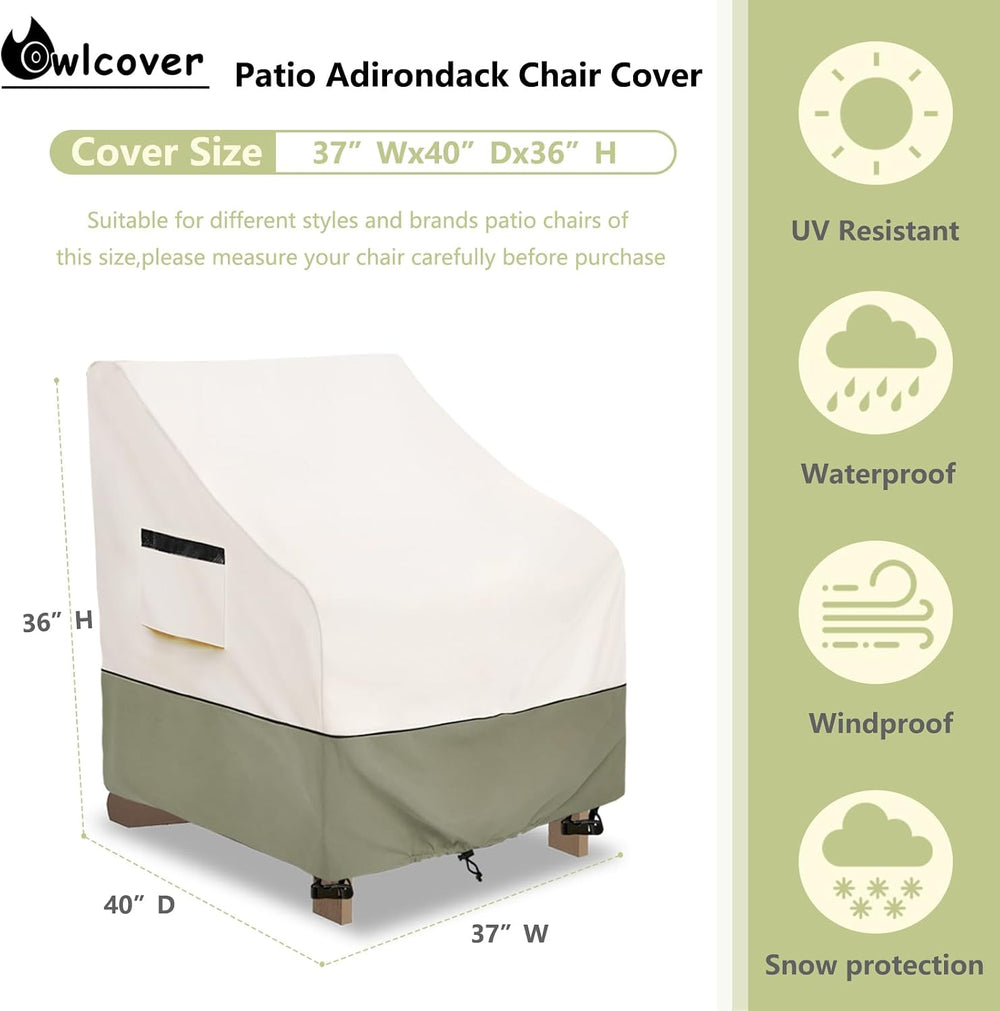 Patio Adirondack Chair Cover 37 W x 40 D x 36 H inches,600D Heavy Duty Waterp...
