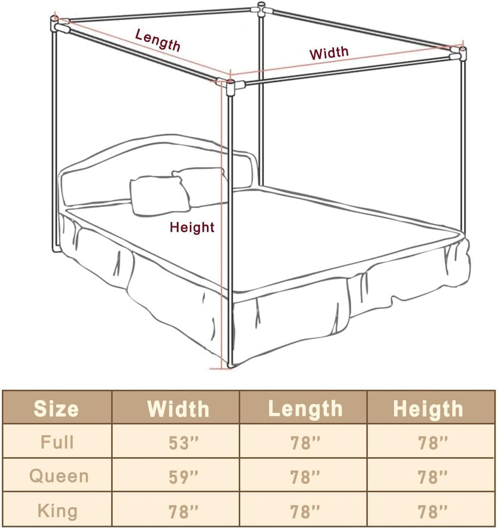 Stainless Steel Canopy Bed Frame Queen Size, Thicken Queen Canopy Frame for M...