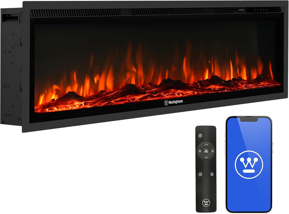 Westinghouse 50 Inch Electric Fireplace Heater, Compatible with Alexa & G...