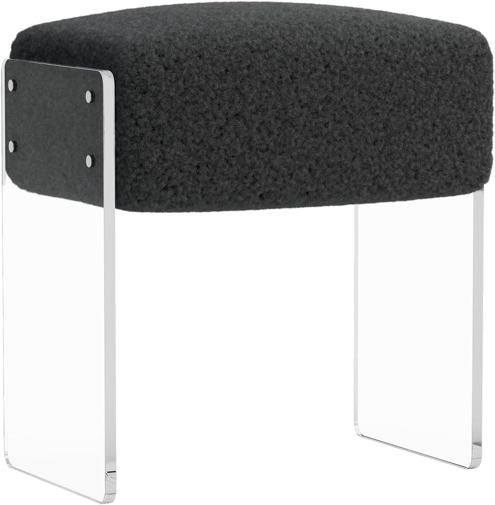 Vanity Stool Chair and Foot Rest -Modern Vanity Stool and Footstool with Wool...