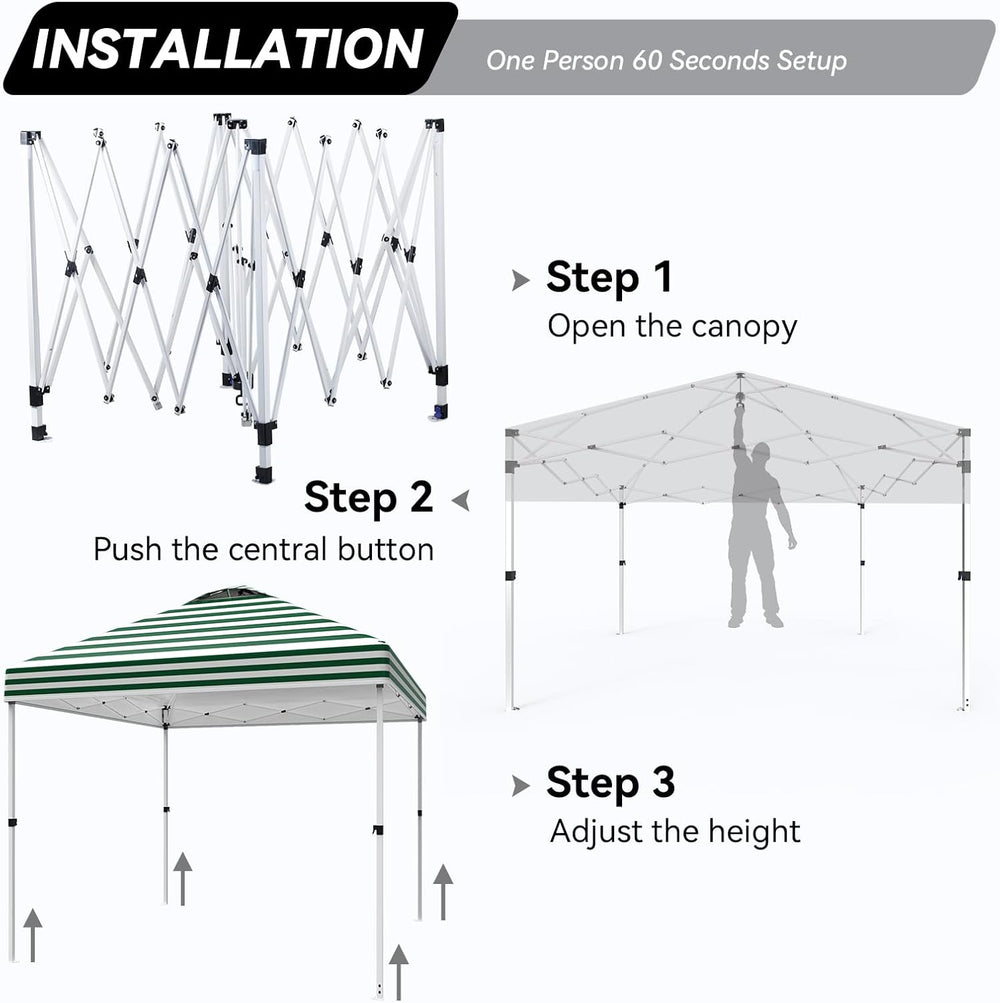 Nazhura 10' x 10' Pop Up Canopy Tent with Sand Weight Bag, Freestandi...