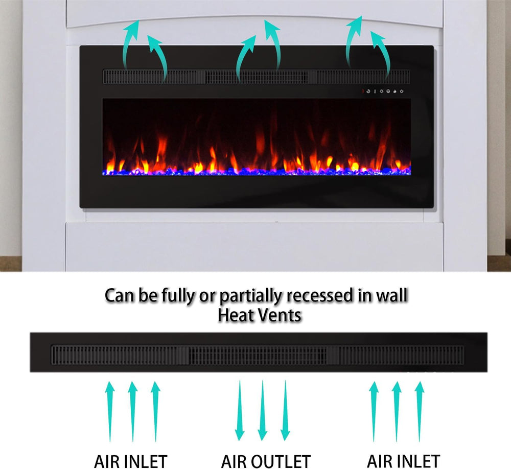 Panana Electric Fireplace Heater Wall Mounted, 60 inch Wide Recessed Electric...