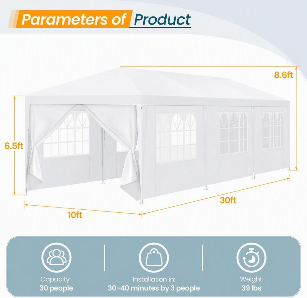 Tooluck 10x30 Party Tent, Large Outdoor Event Canopy Tents for Parties
