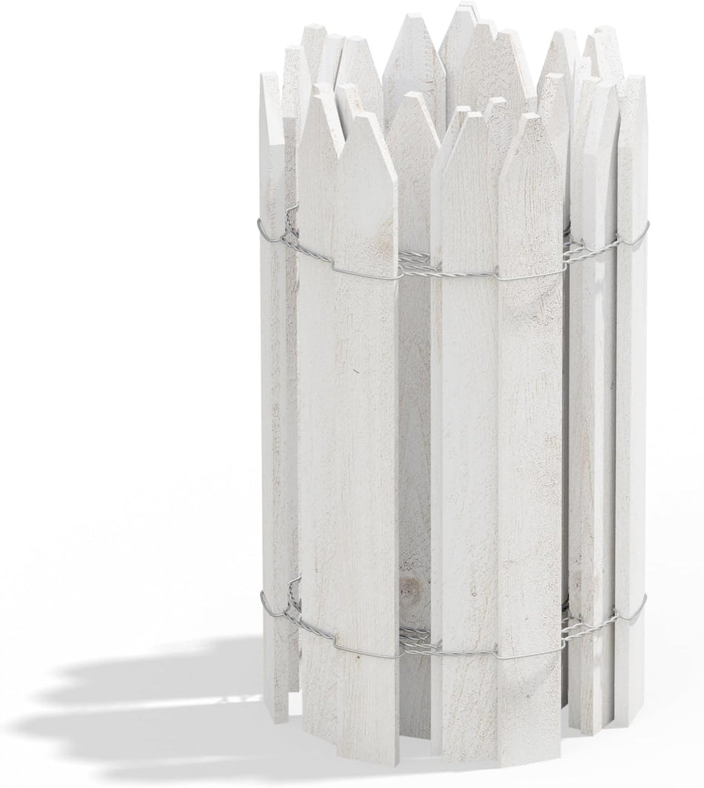 Greenes Fence Cedar Wood Garden Picket Fence, White, 16" H x 8' L (6...