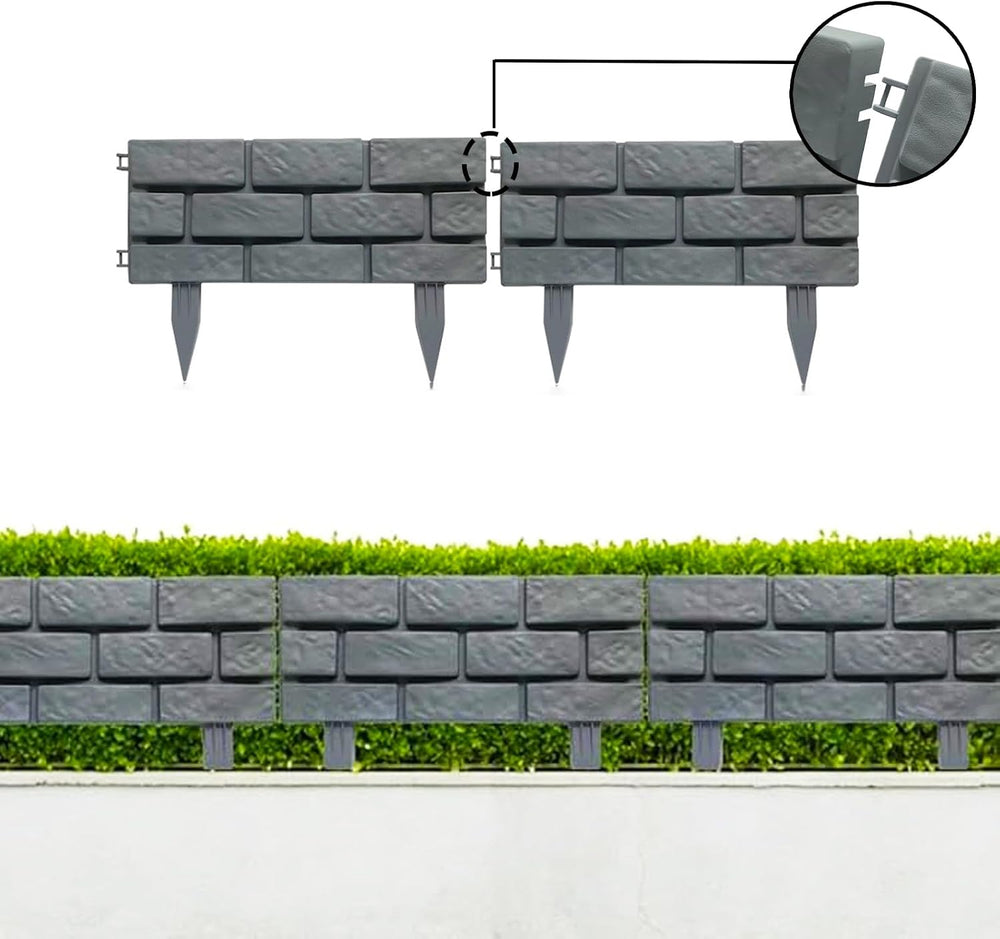 Brick Effect Garden Fence,Flower Bed Border Detachable Splicing Garden Fence,...