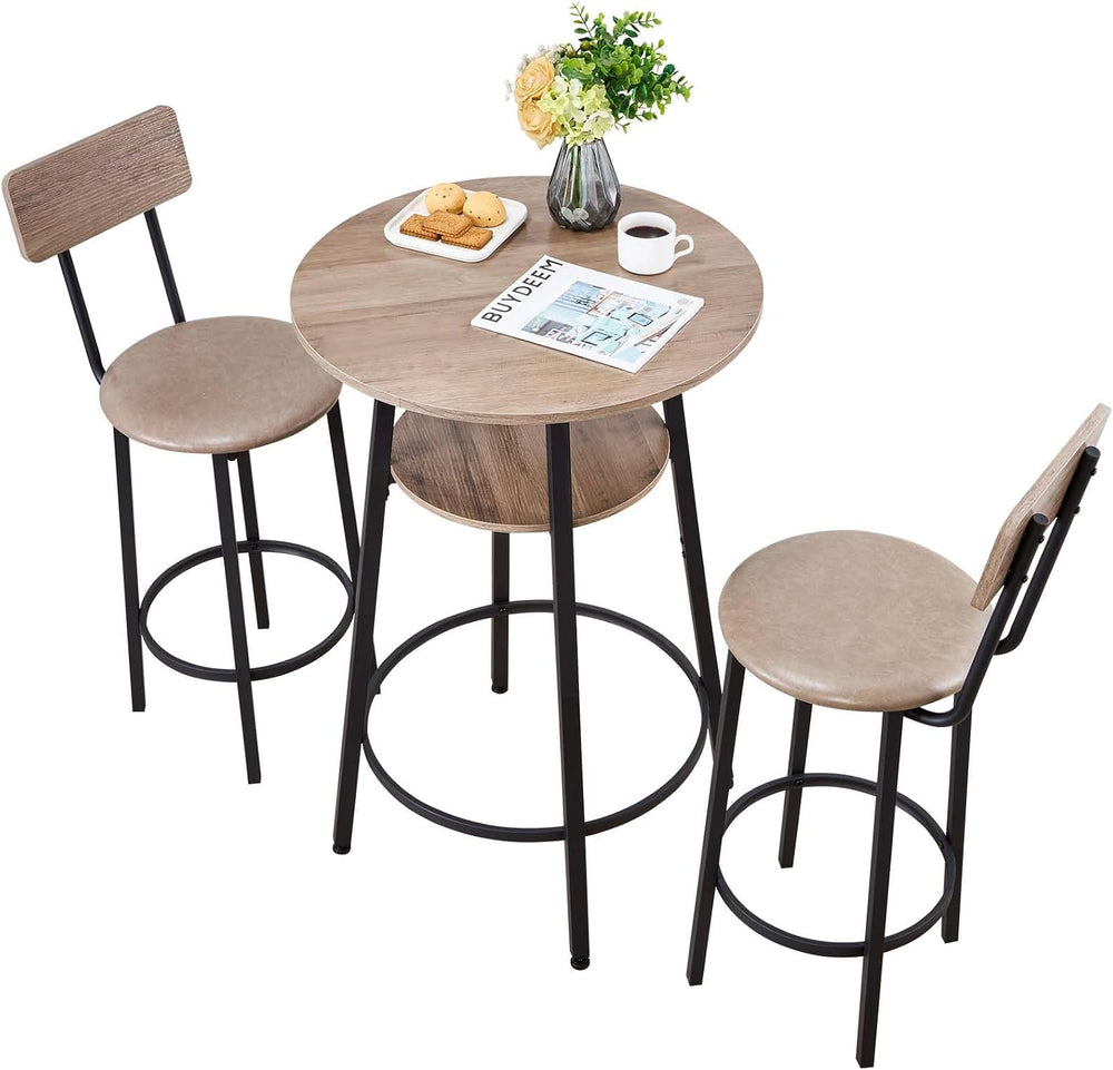 VEVOR Bar Table and Chairs Set, 3PCS 23.5″ Bars Tables Set with Rounded Corne...