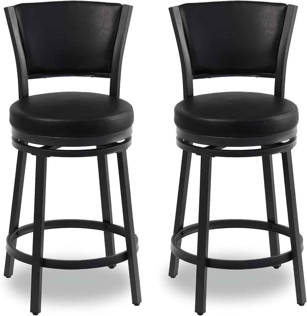Swivel Bar Stools Set of 2, 25 inch Counter Height Barstools, Modern Metal Sw...