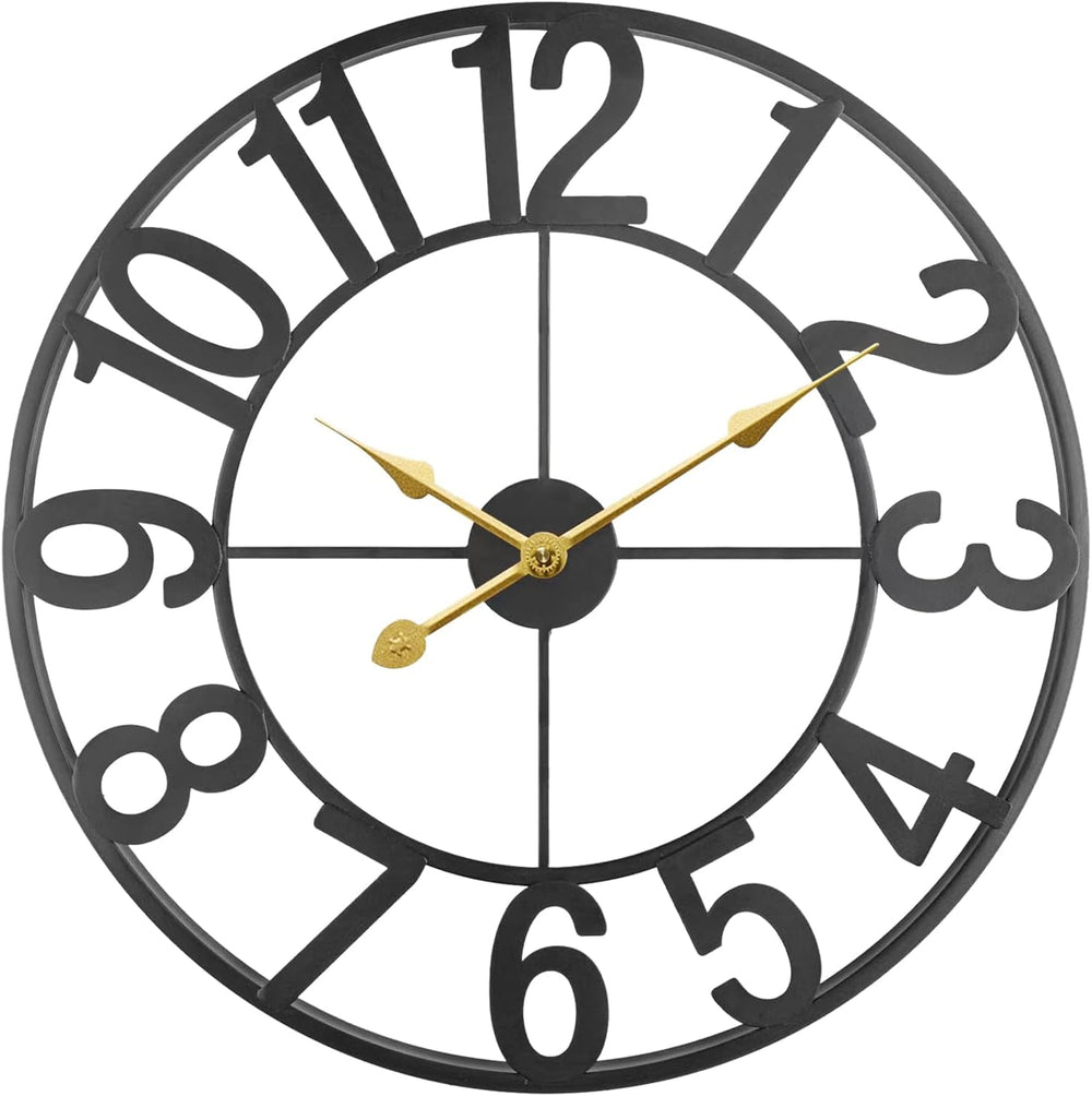 Indoor Outdoor Large Patio Decorative Wall Clock Silent Non Ticking Battery O...
